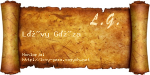 Lővy Géza névjegykártya